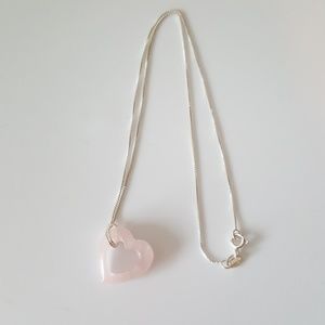 Rose Quartz  Heart Necklace